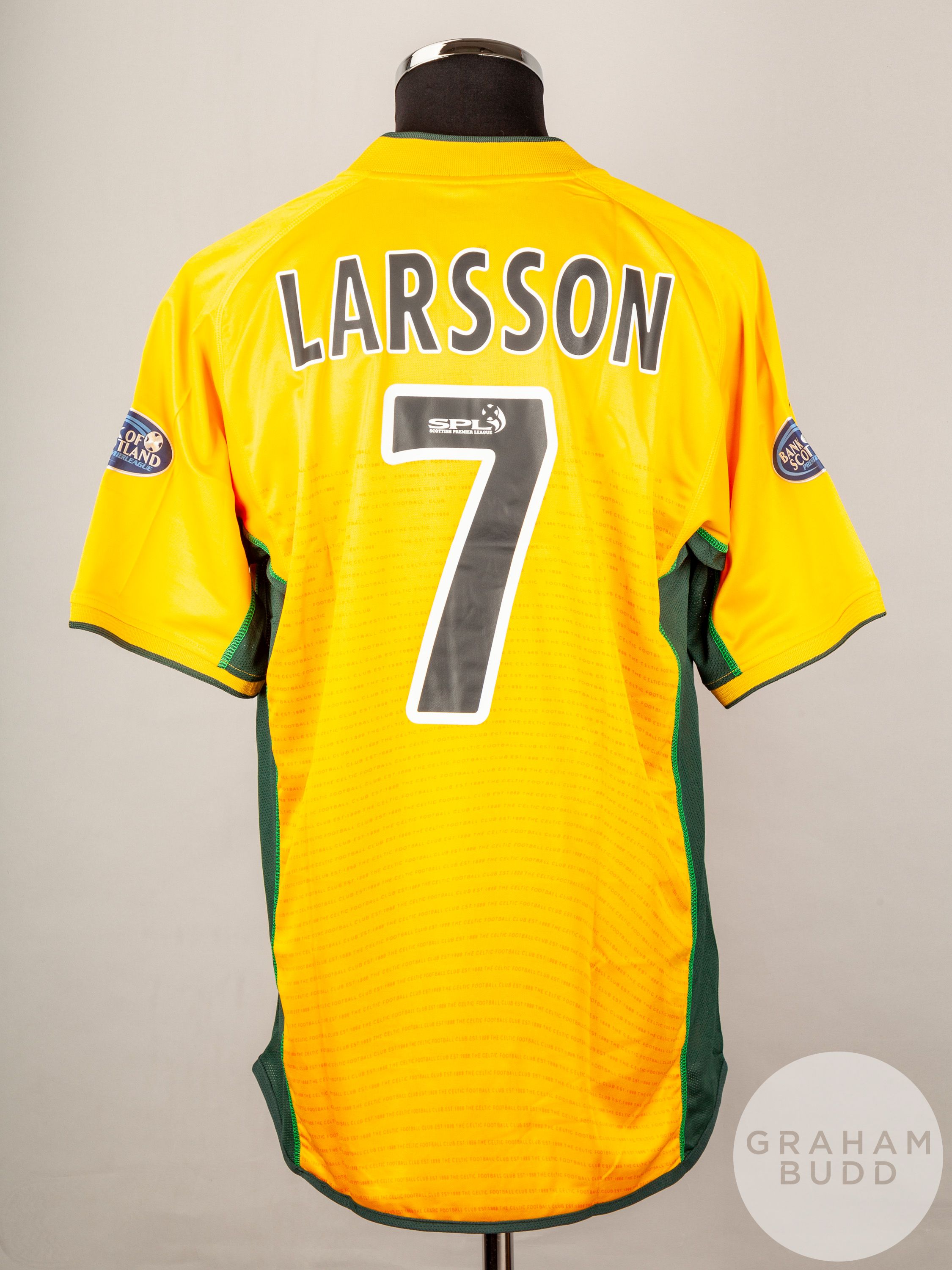 Henrik Larsson yellow No.7 Celtic short-sleeved shirt - Image 2 of 7