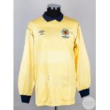 Andy Goram yellow and blue No.12 Scotland goalkeeper shirt, 1986