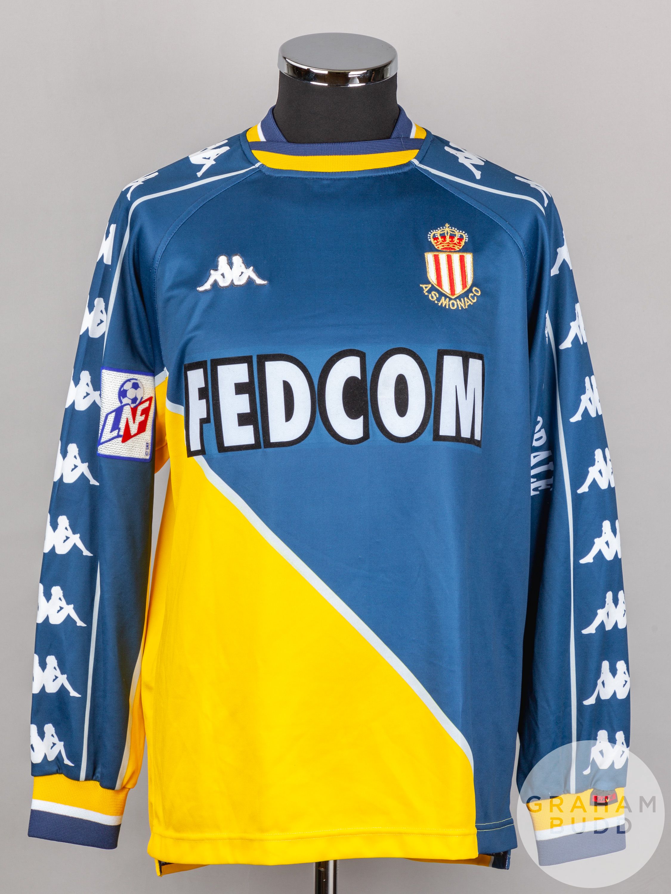 Christophe Pignol, blue and yellow No.3 Monaco long-sleeved shirt, 1999-2000