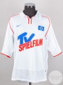 Jorg Albertz white and red No.10 Hamburg short-sleeved shirt, 2001-02