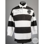 Sandy Carmichael black and white No.3 Barbarians v. All Blacks match worn long-sleeved shirt