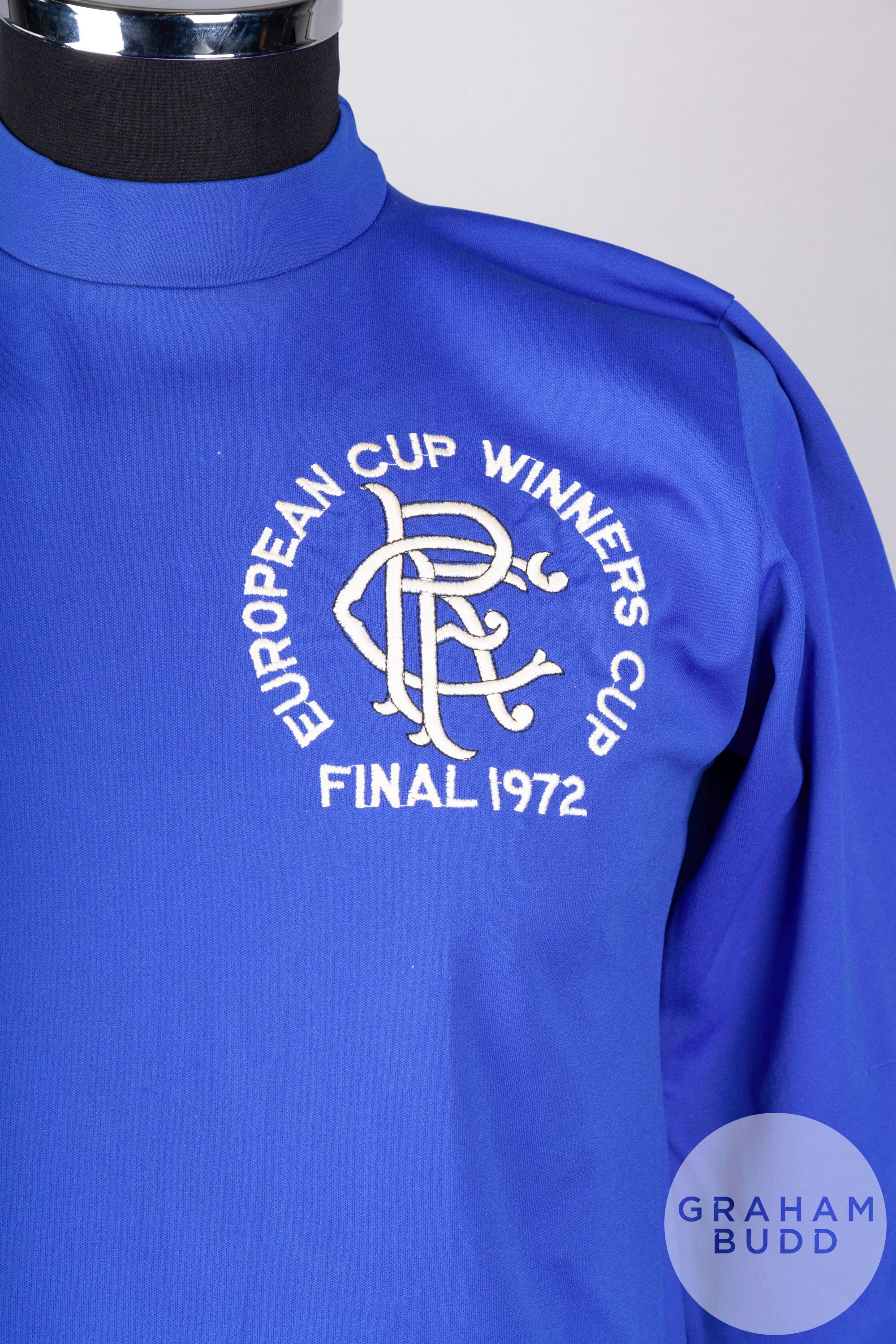 Derek Johnstone rare blue No.5 Rangers match worn European Cup Winners Cup Final long-sleeved shirt - Image 3 of 6