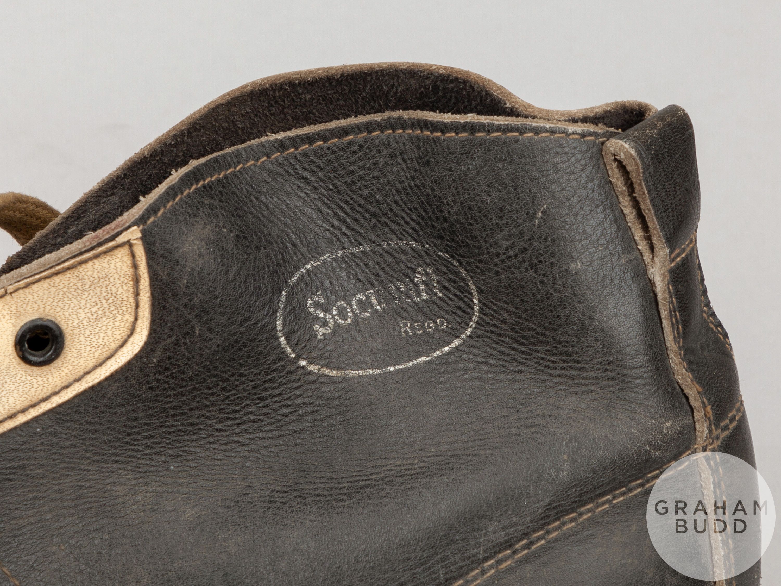 Pair of vintage leather football boots believed to have been worn by Mark Jones - Image 3 of 4