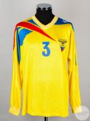 Yellow, red and blue No.3 Ecuador v.Scotland match issued long-sleeved shirt