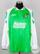 Green and white No.5 Hibernian long-sleeved shirt, 1992-94