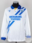 Blue and white No.16 Greenock Morton long-sleeved shirt, 1989-90