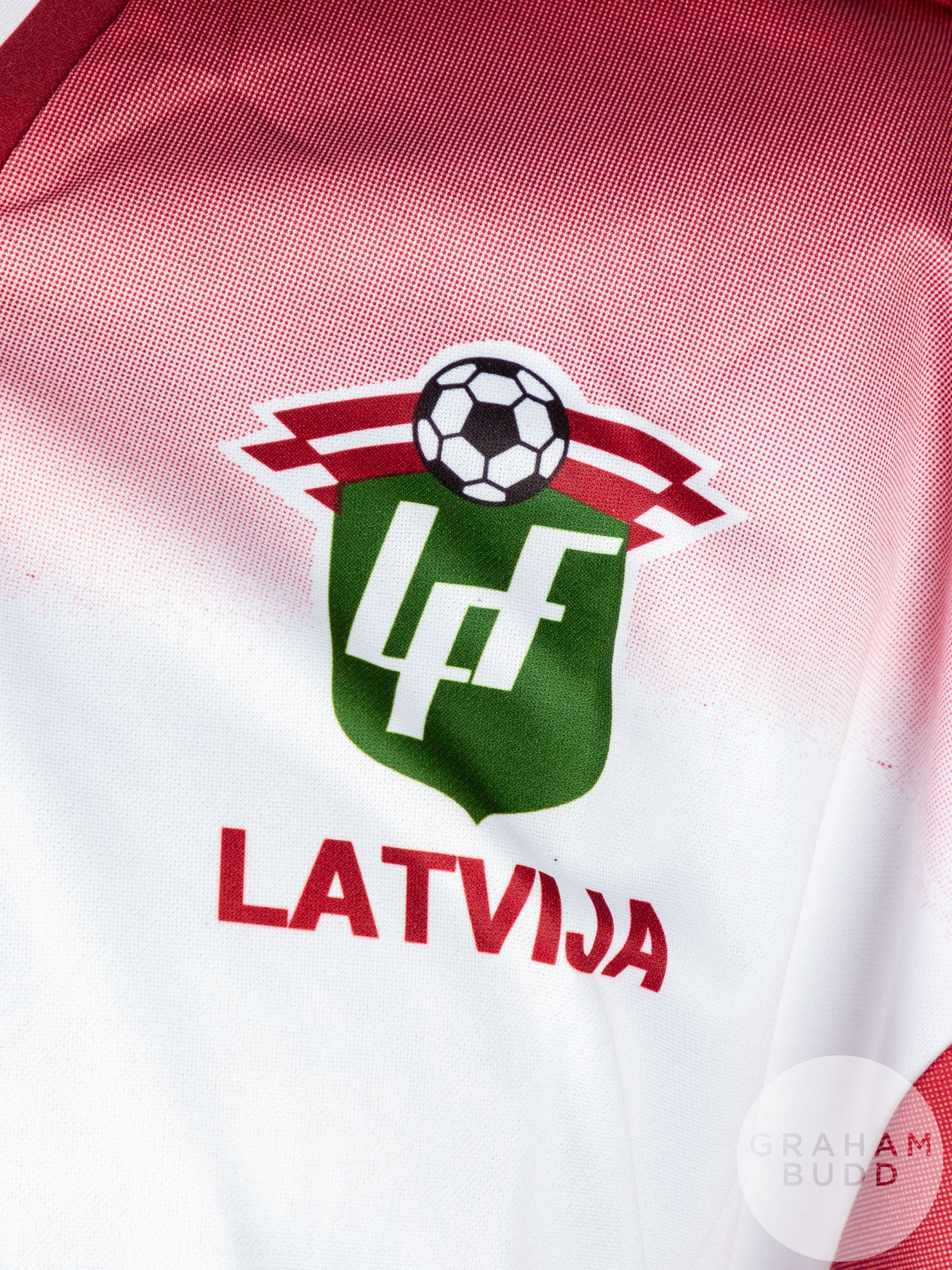 White and maroon No.18 Latvia v. Scotland match issued long-sleeved shirt - Image 3 of 4