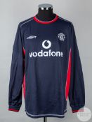 David Beckham blue and red No.7 Manchester United long-sleeve shirt, 2000