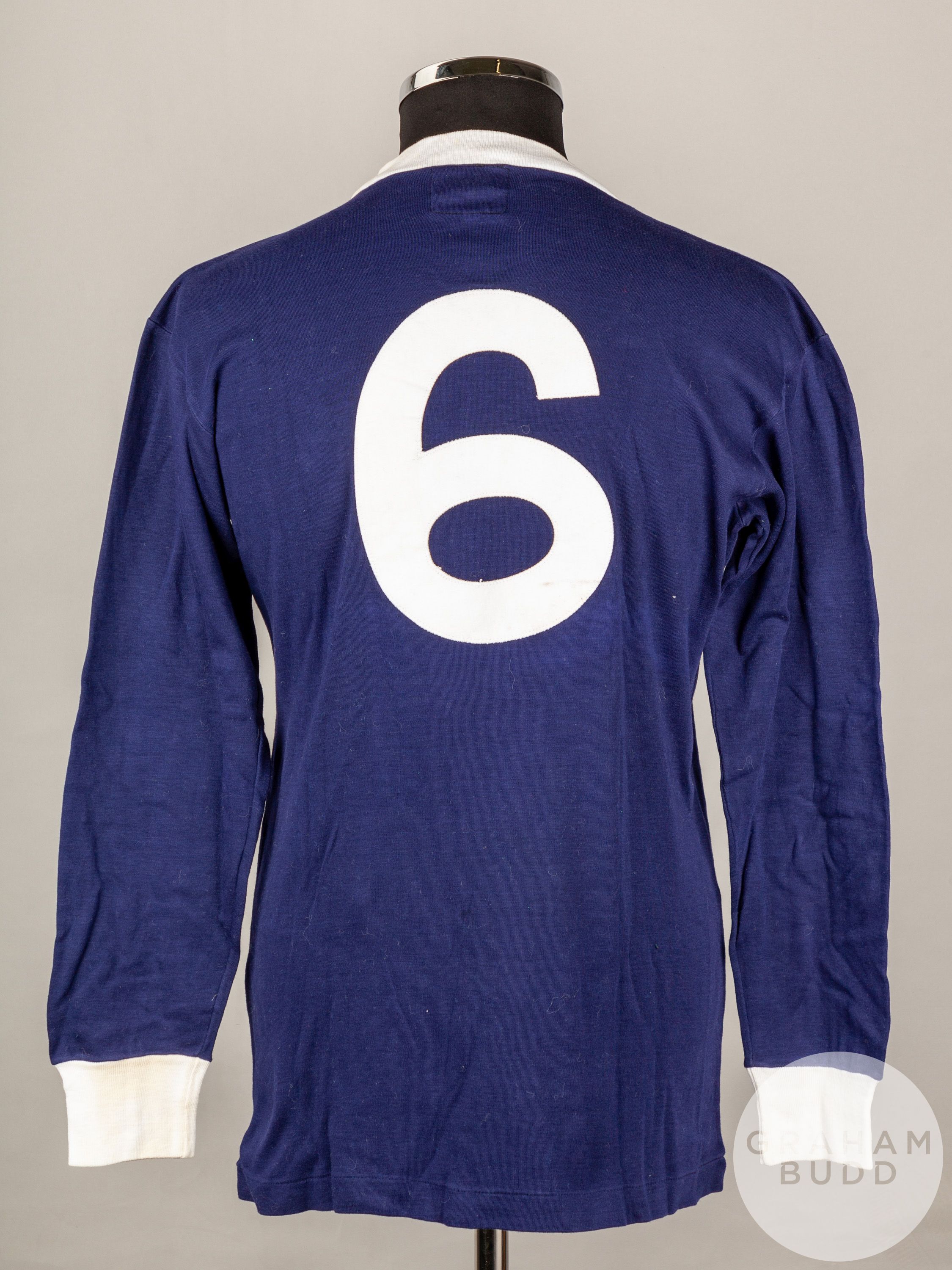 John Greig blue Scotland No.6 Scotland v. England match worn long-sleeved shirt - Image 2 of 4