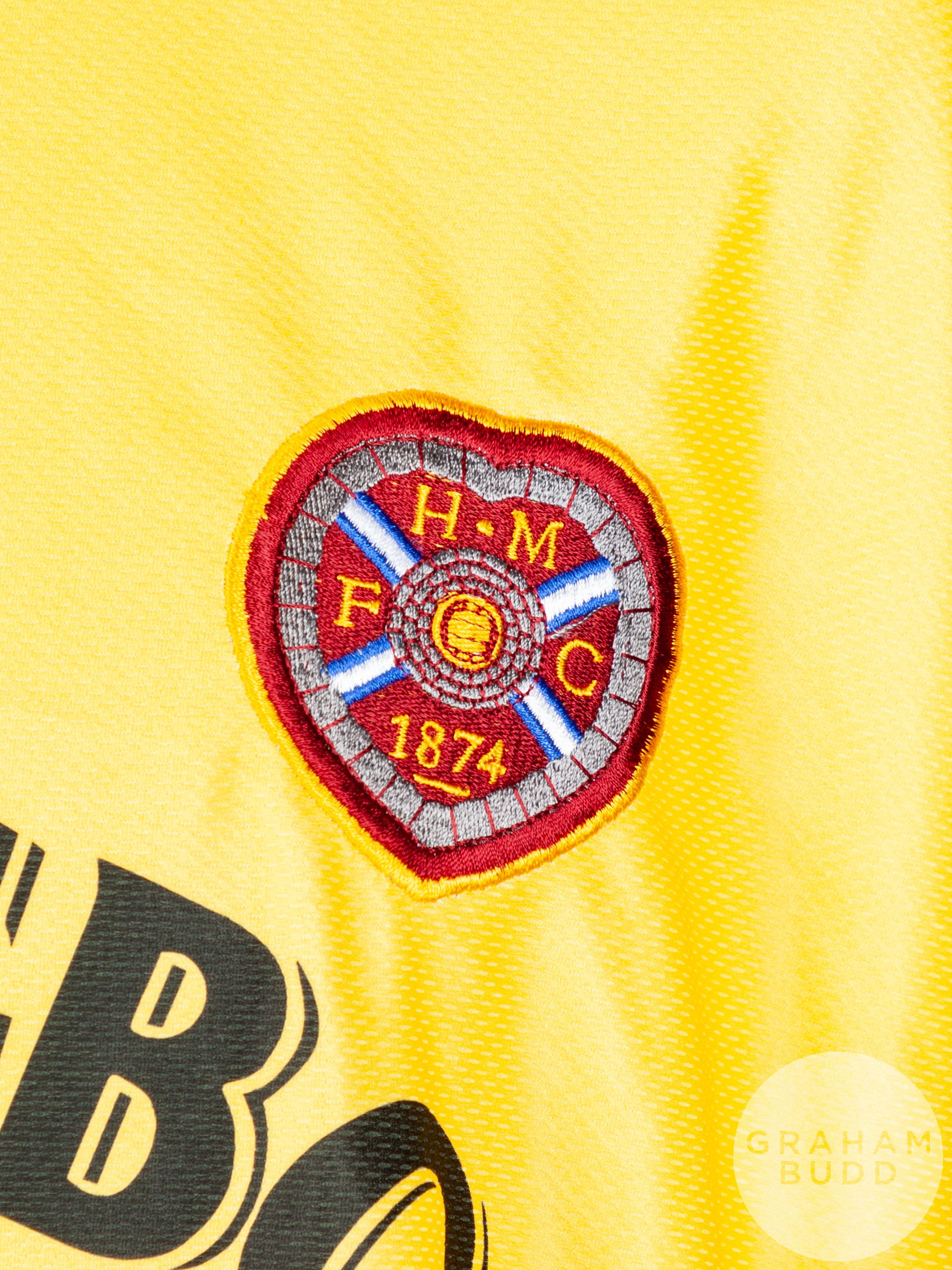 Yellow and black Heart of Midlothian goalkeepers long-sleeved shirt, 1998-99, - Image 3 of 5