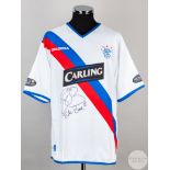 Frank De Boer white, blue and red No.5 Rangers short-sleeved shirt