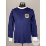 John Greig blue Scotland No.6 Scotland v. England match worn long-sleeved shirt