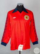 Rare red and blue No.6 Scotland International long-sleeved shirt, 1979