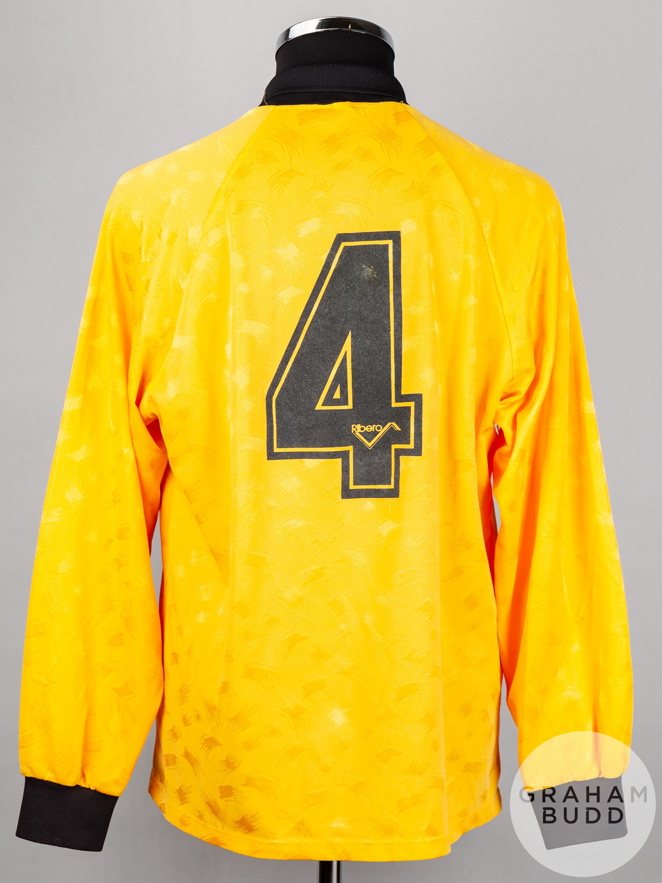 Amber and black No.4 Meadowbank Thistle long-sleeved shirt, 1991-92 - Image 2 of 5