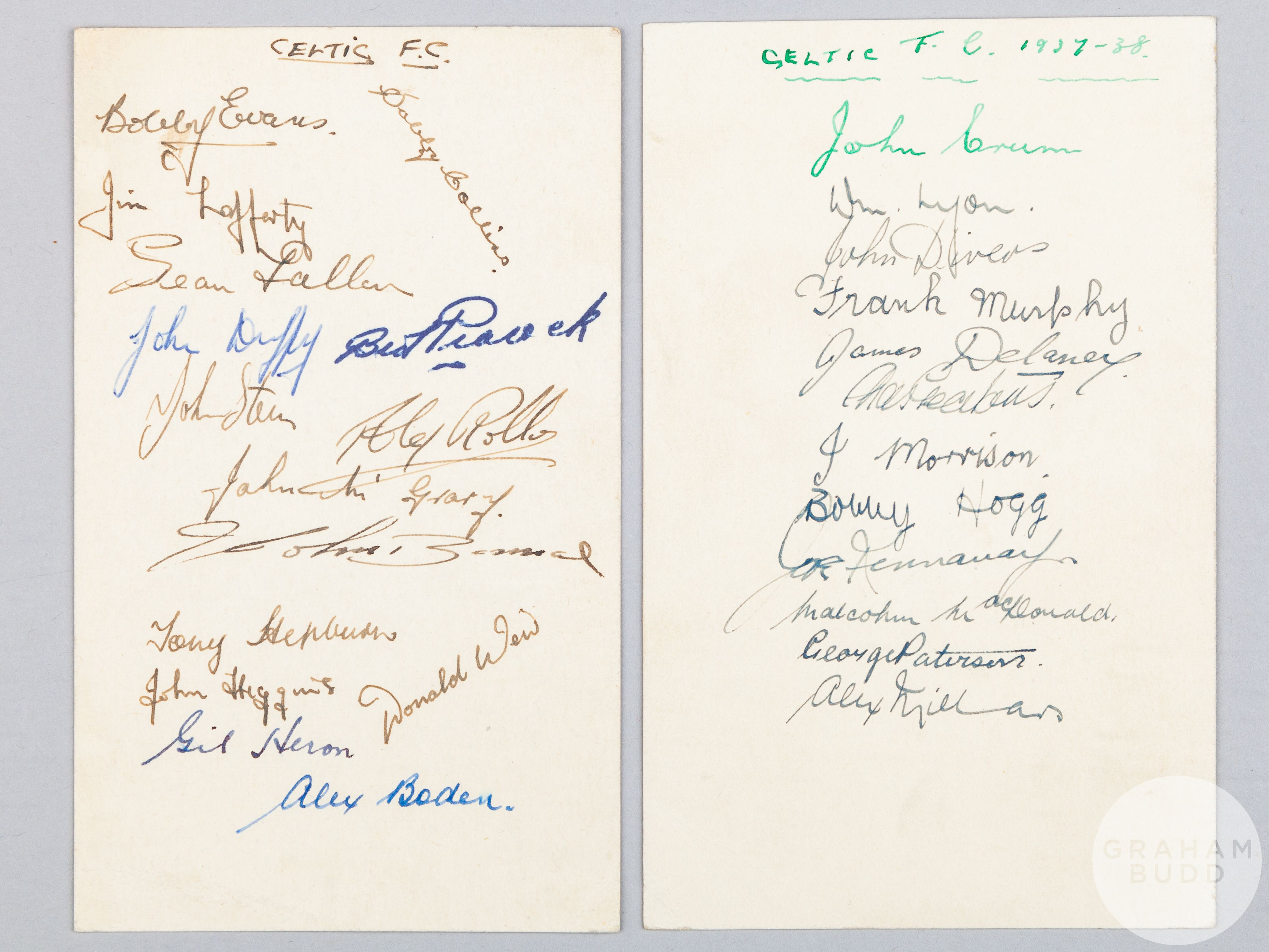 Celtic F.C. autographed postcard, 1937-38 - Image 2 of 4