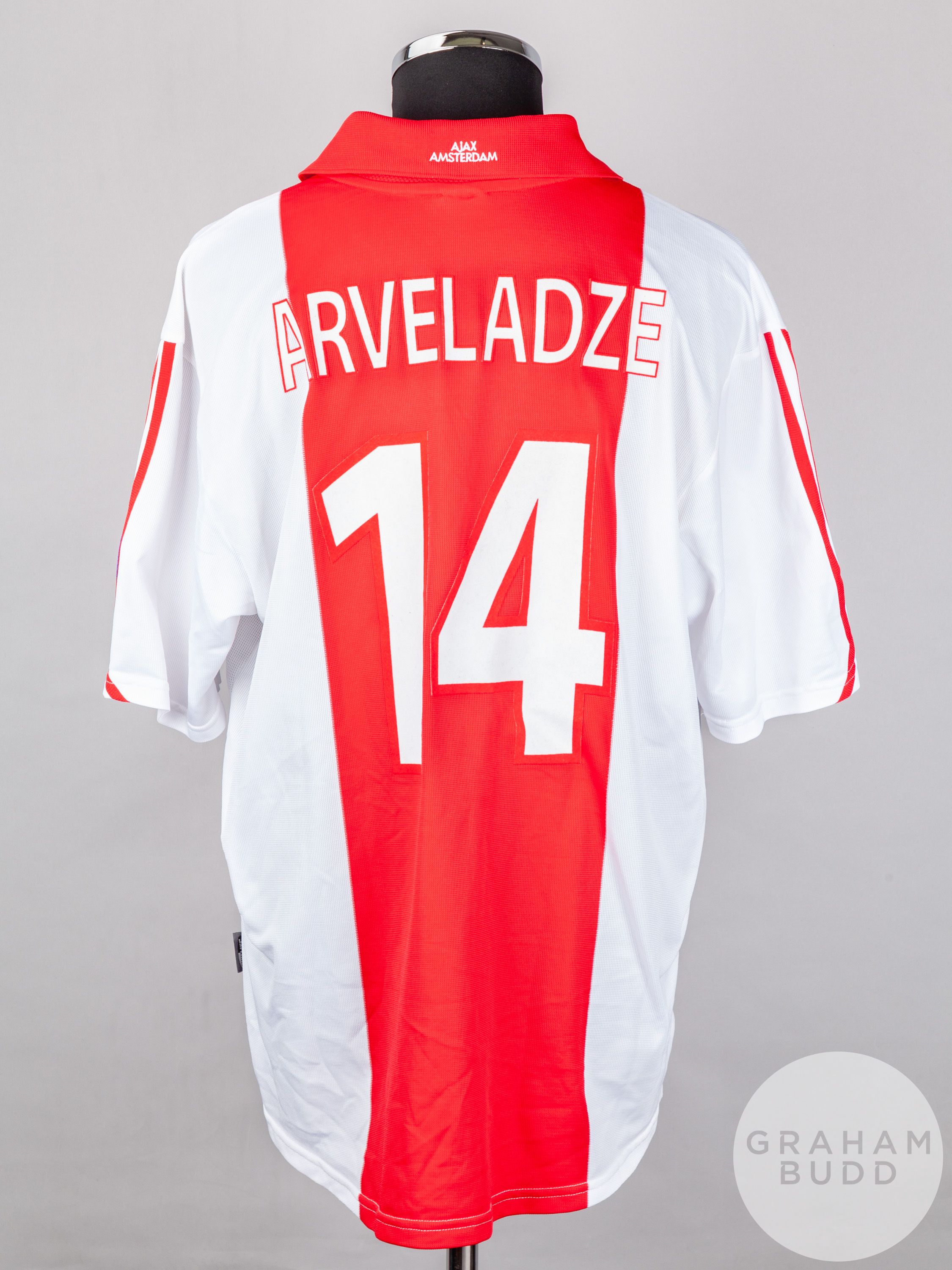 Shota Arveladze red and white No.14 Ajax short-sleeved shirt, 2001-02 - Image 2 of 6