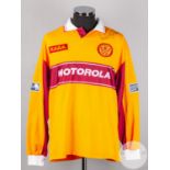 Lee McCulloch amber and claret No.9 Motherwell long-sleeved shirt, 1999-2000