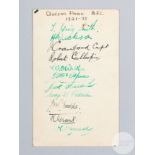 Queens Park F.C. autographed postcard 1931-32