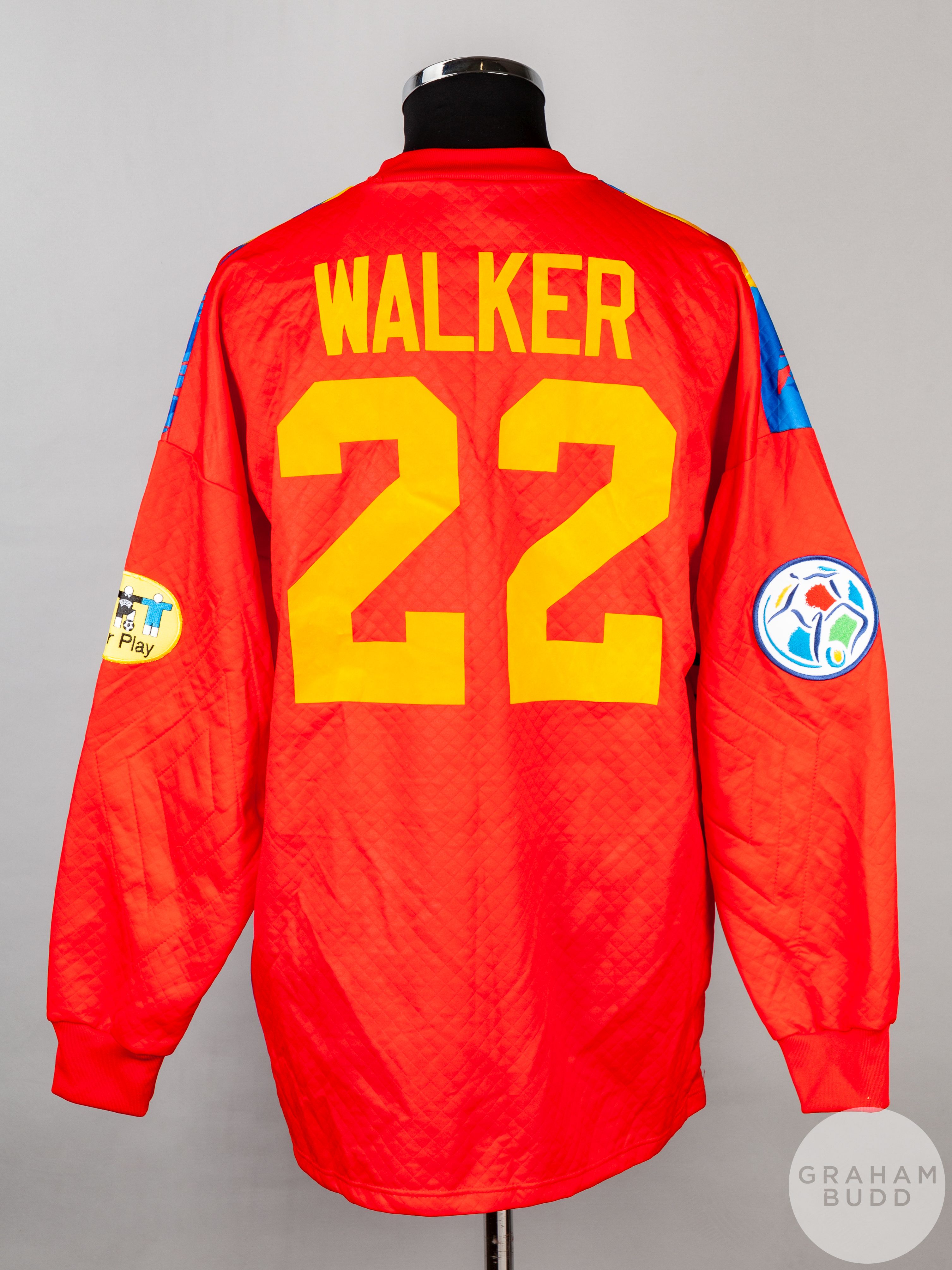 Nicky Walker multi-coloured No.22 official Scotland Euro 96 match issued goalkeepers shirt - Image 2 of 5