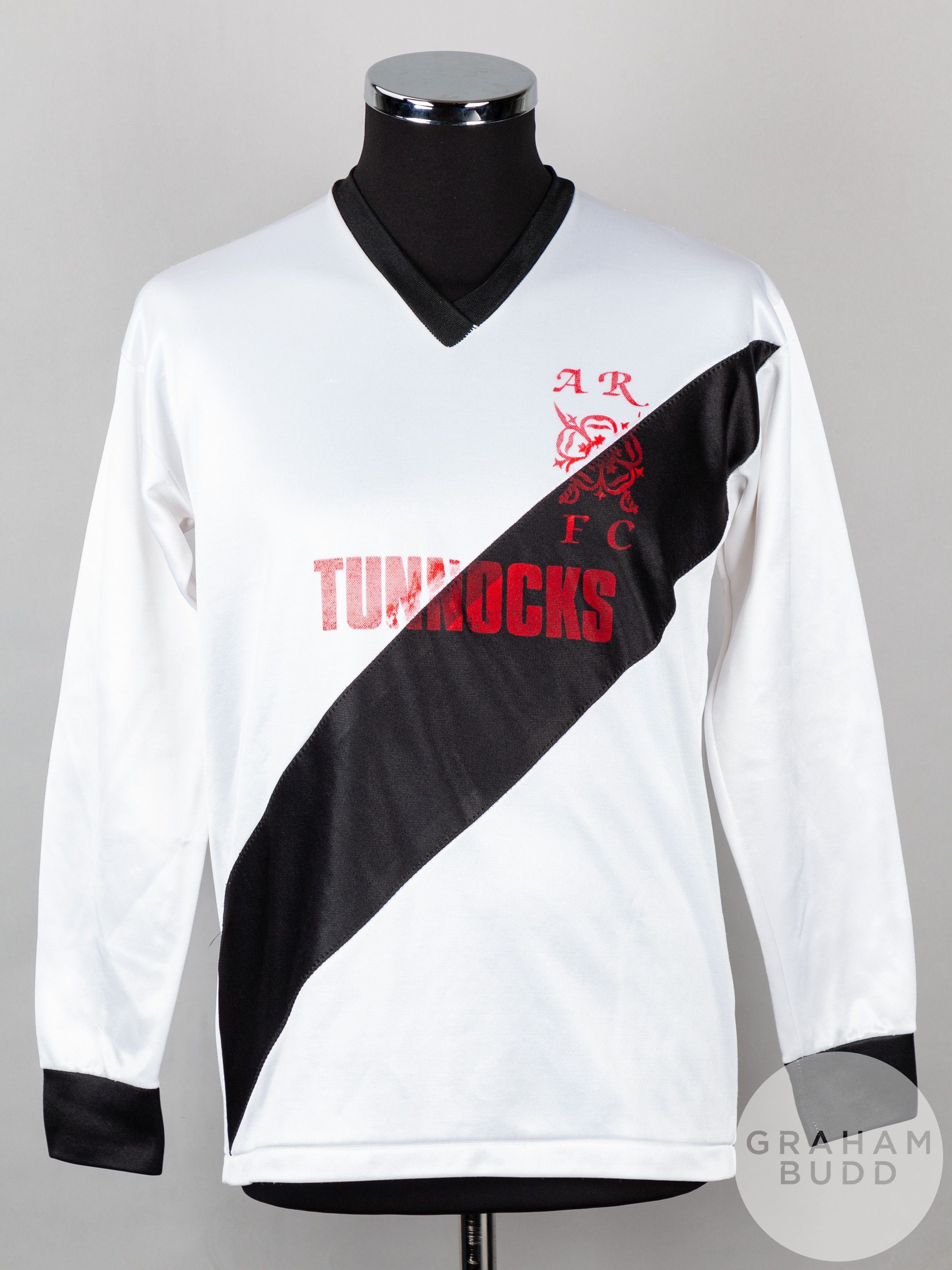 White and black No.5 Albion Rovers long-sleeved shirt, 1983-85