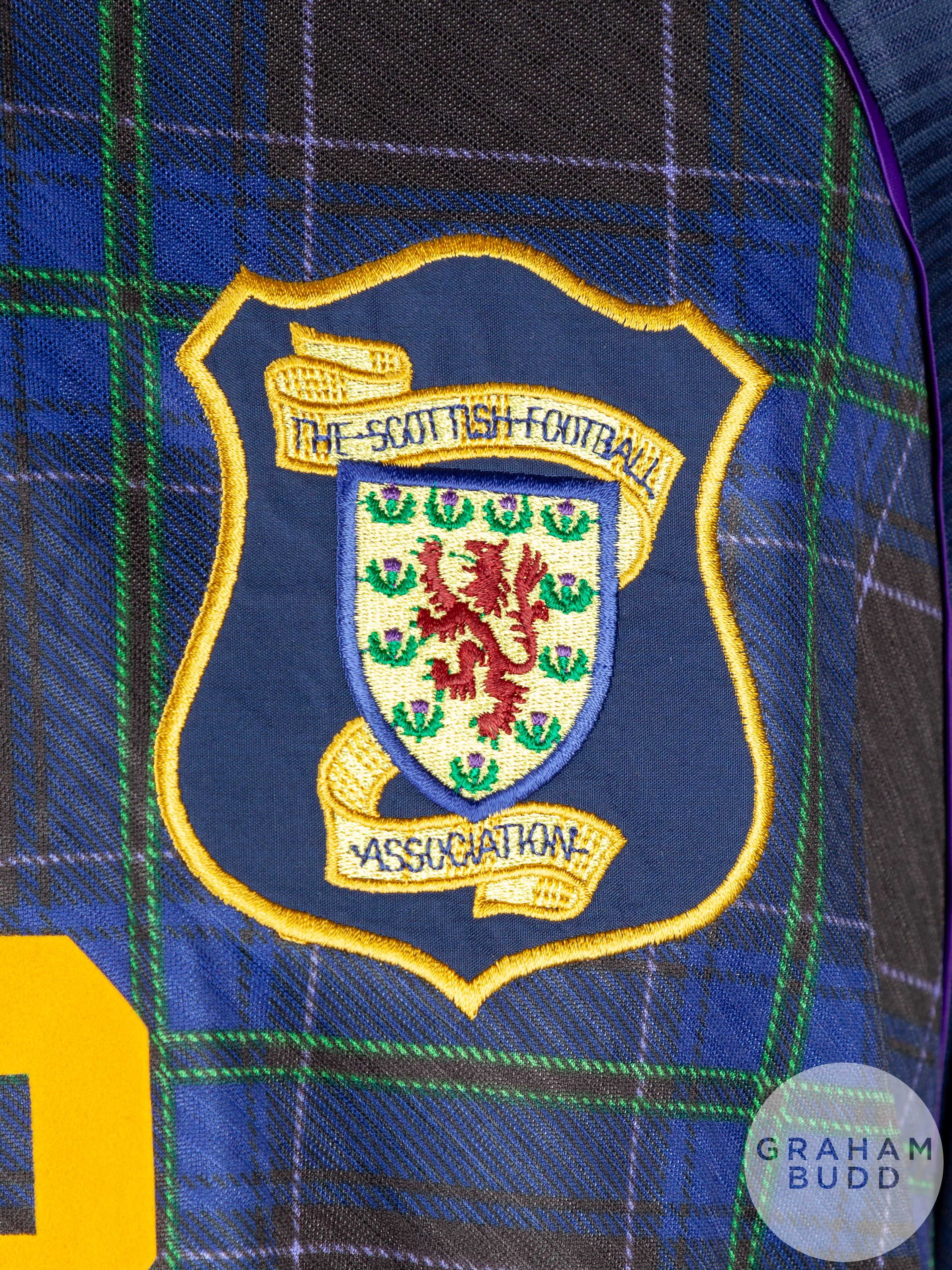Kevin Gallacher blue tartan No.18 Scotland international short-sleeved shirt - Image 3 of 5