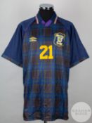 Scott Gemmill blue tartan No.21 Scotland International short-sleeved shirt