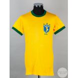 Roberto Dinamite yellow and green No.20 Brazil v. Scotland short-sleeved shirt, 1982