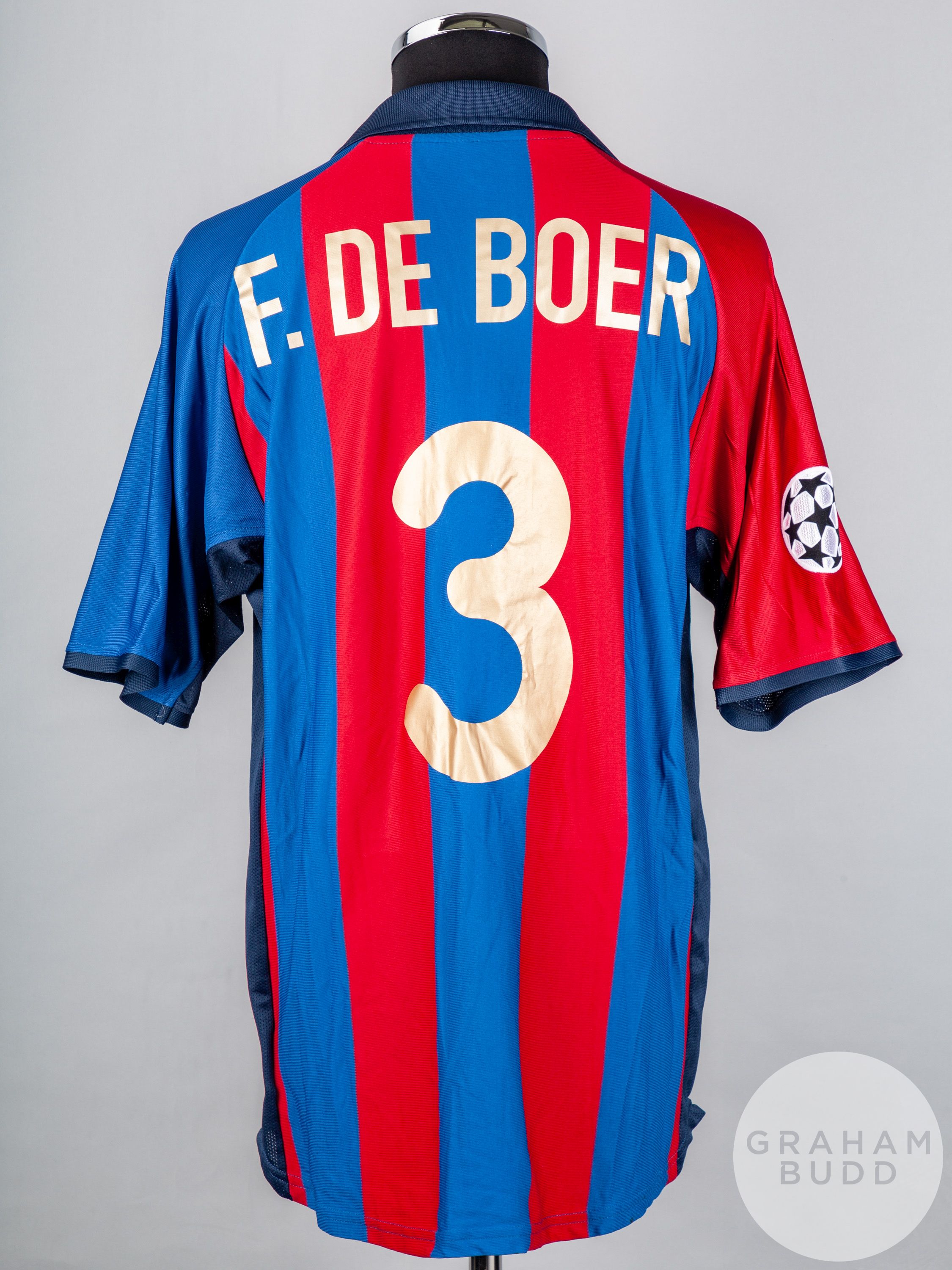 Frank De Boer, garnet and blue No.3 Barcelona Champions League short-shirt - Image 2 of 7