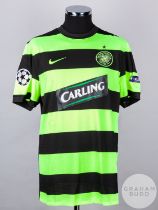 Darren O'Dea green and black No.48 Celtic Champions League match worn short-sleeved shirt