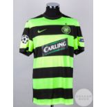 Darren O'Dea green and black No.48 Celtic Champions League match worn short-sleeved shirt