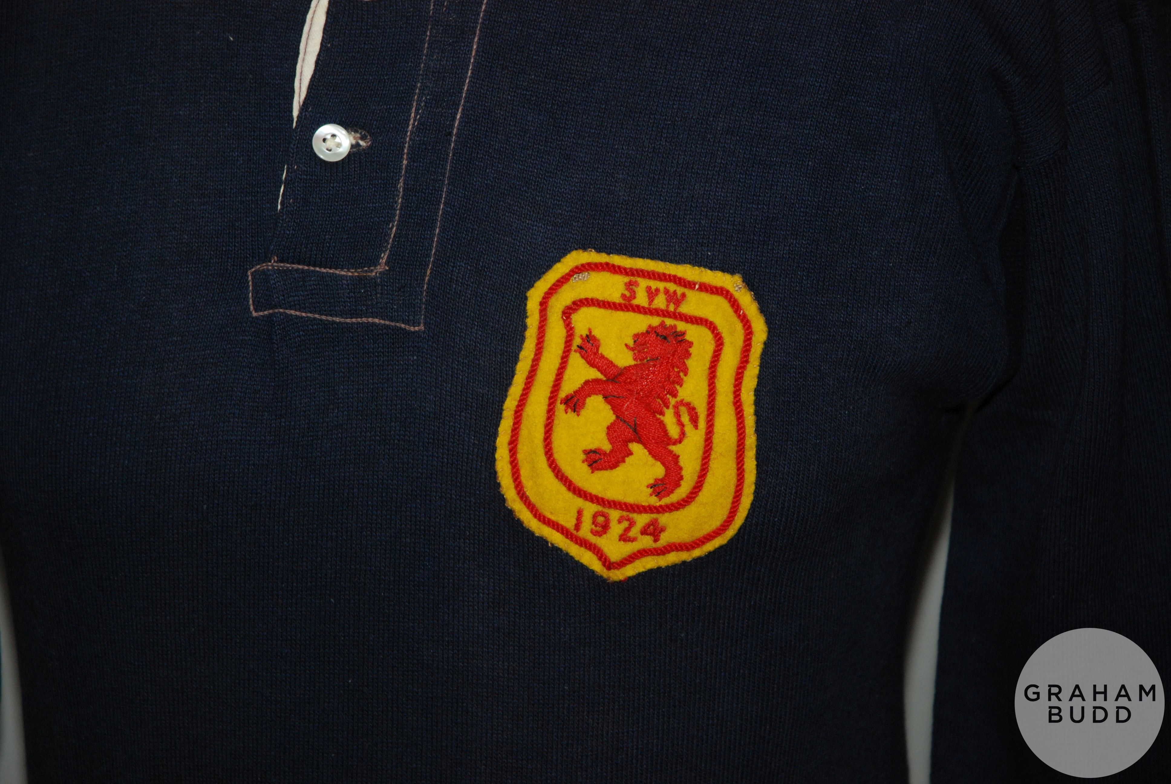 Alan Morton blue and white Scotland v. Wales match worn International shirt, 1924 - Image 2 of 3