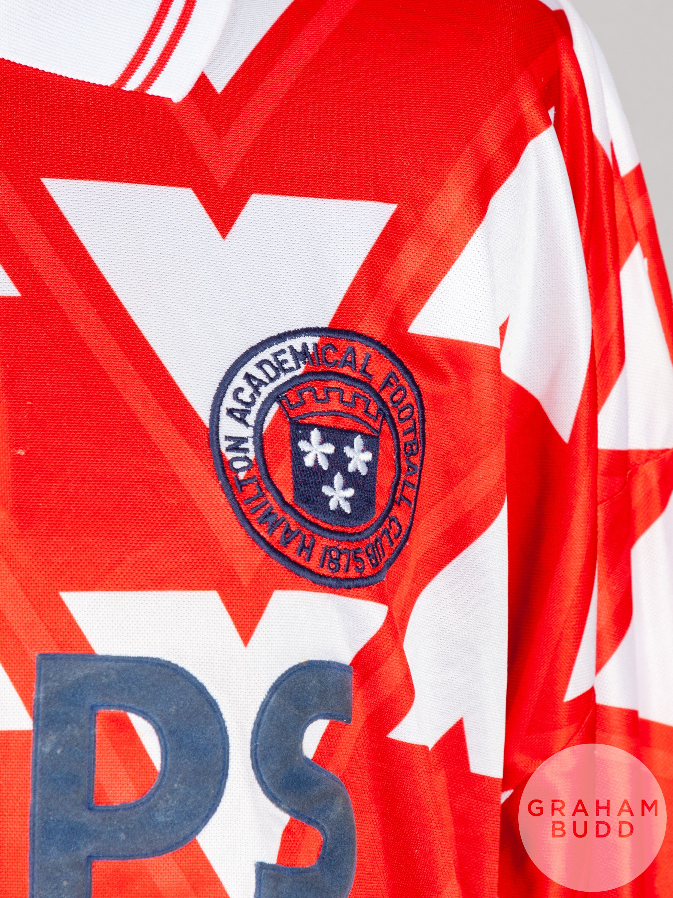 Red and white No.14 Hamilton Academicals long-sleeved shirt, 1992-93 - Image 3 of 4