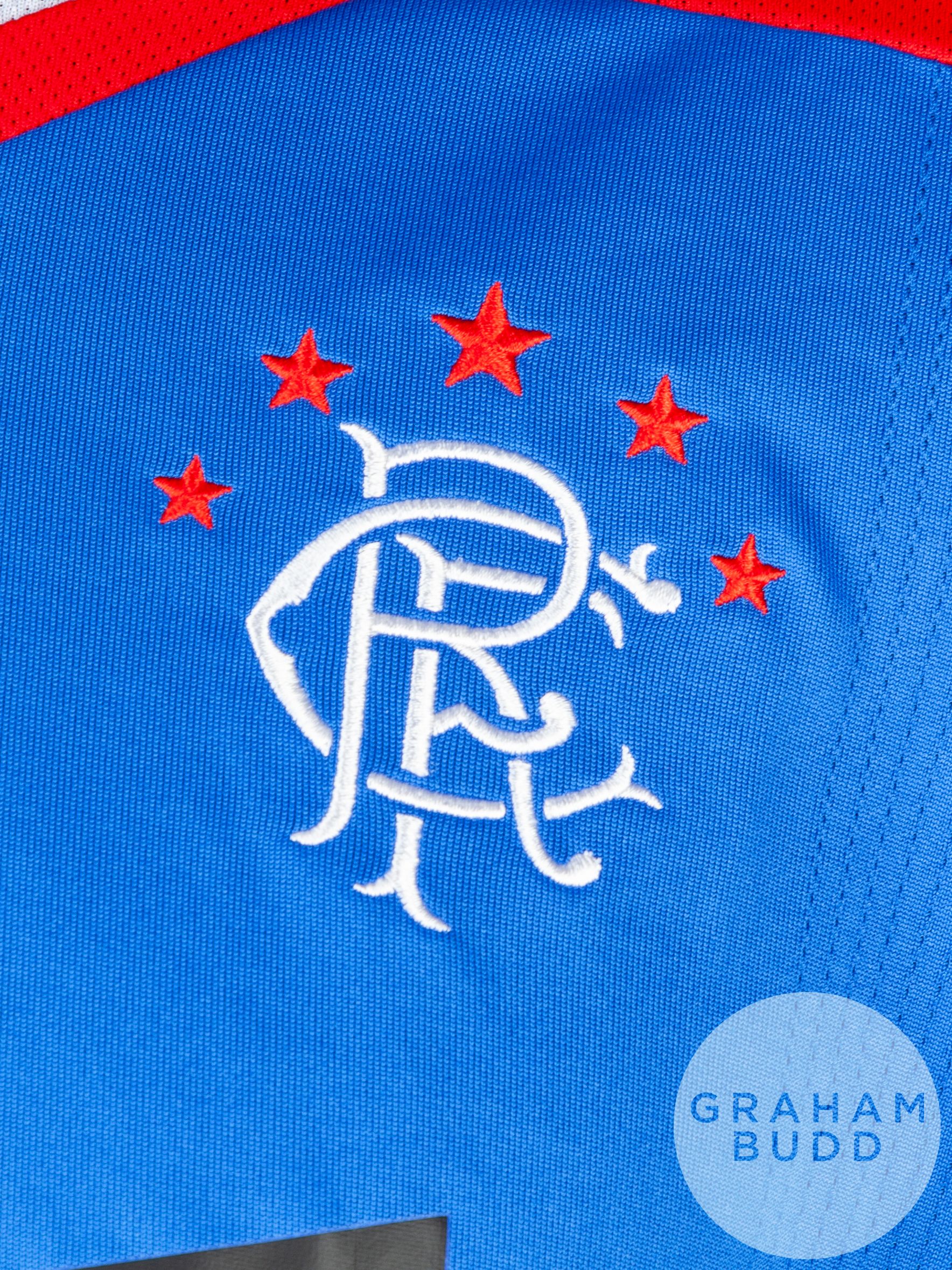 Alan Hutton blue, white and red No.2 Rangers Champions League long-sleeved shirt - Image 3 of 5