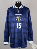 Blue and white No.15 Scotland international long-sleeved shirt, 1998-2000