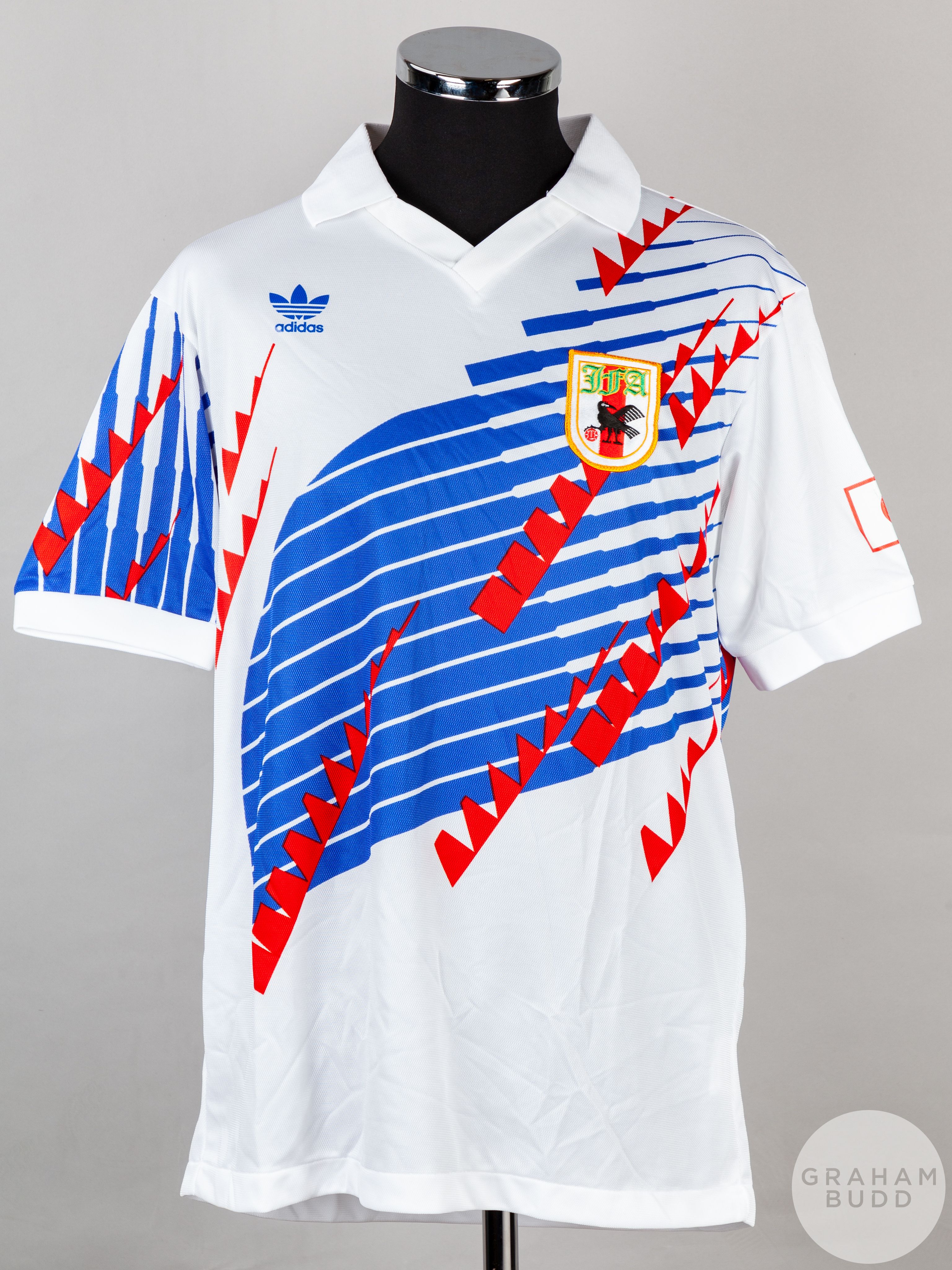 White, red and blue un-numbered Japan short-sleeved shirt, 1990s
