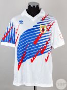 White, red and blue un-numbered Japan short-sleeved shirt, 1990s