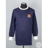 Jim Brogan blue and white No.6 Scottish Football League match worn long-sleeved shirt