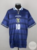 Blue and white No.10 Scotland international short-sleeved shirt, 1998-2000