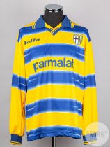 Roberto Sensini yellow and blue No.6 Parma long-sleeved shirt, 1998