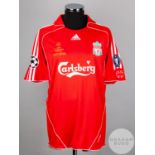 Jamie Carragher red and white No.23 Liverpool match issued Champions League short-sleeved shirt