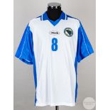 White and blue No.8 Bosnia and Herzegovina v. Scotland match issued short-sleeved shirt,