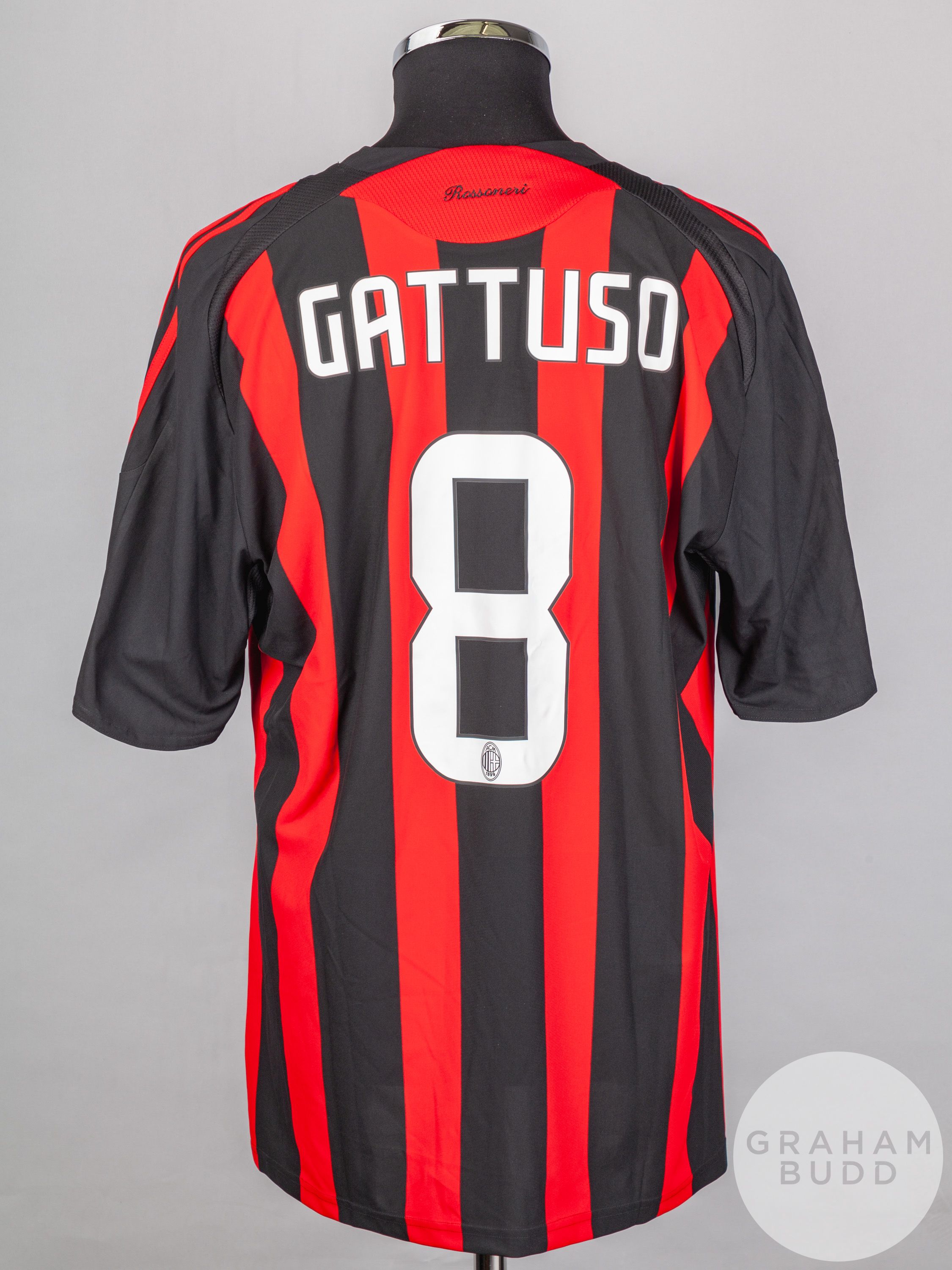 Gennaro Gattuso red and black No.8 AC Milan short-sleeved shirt, 2008-09, - Image 2 of 6