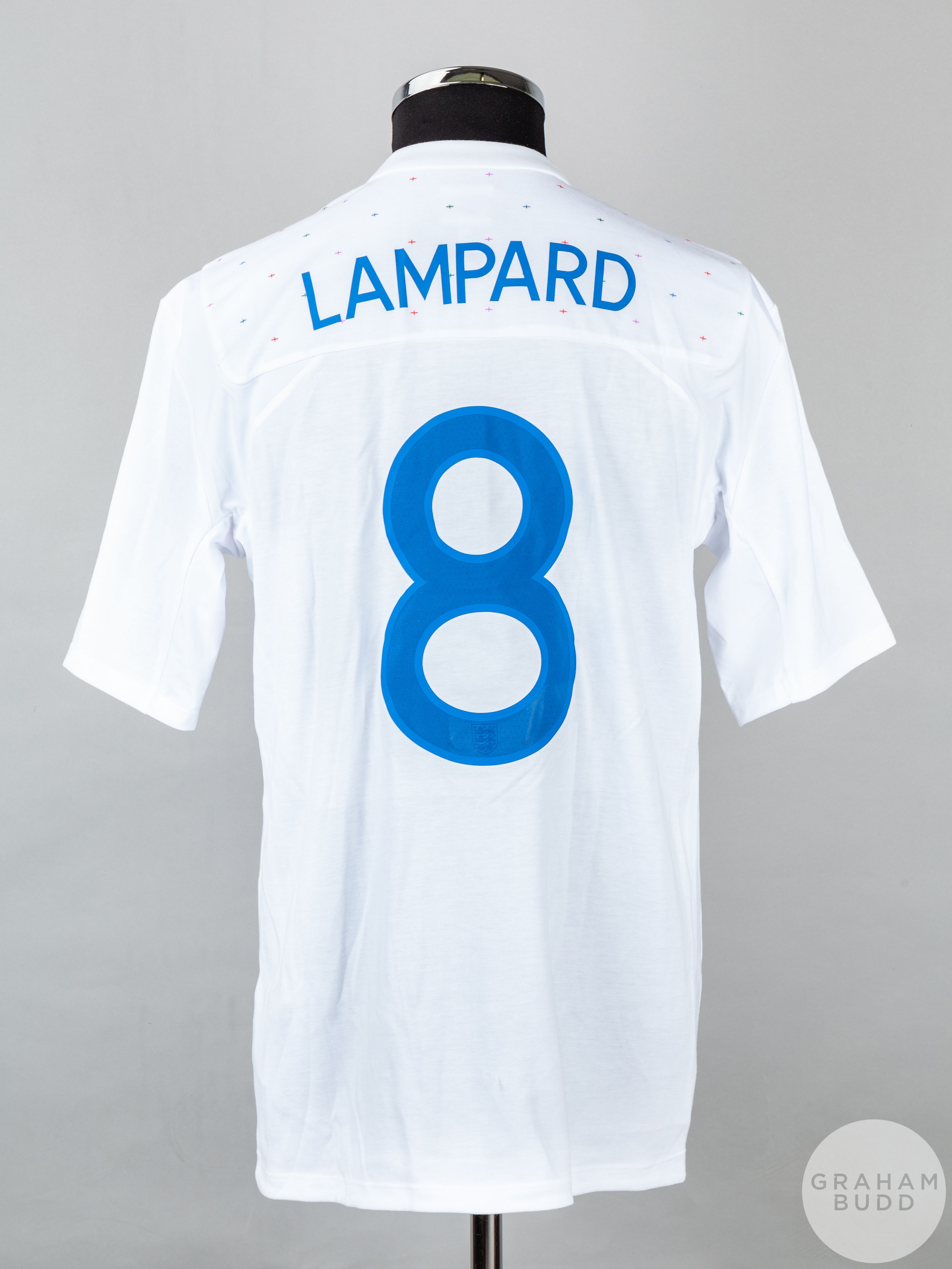 Frank Lampard white No.8 England match issued short-sleeve shirt - Image 2 of 5