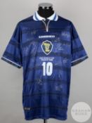 Darren Jackson blue No.10 Scotland 1998 World Cup short-sleeved shirt,