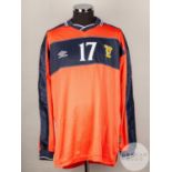 Colin Cameron salmon pink and blue No.17 Scotland International long-sleeved shirt