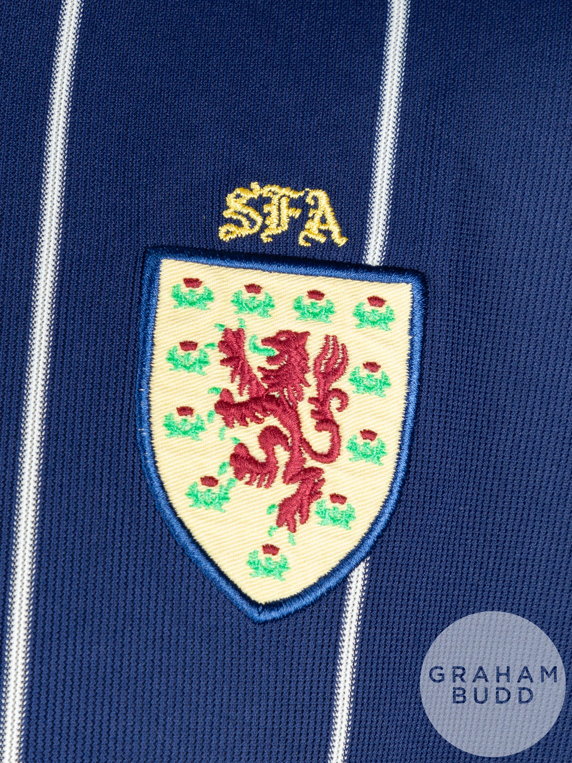 Steven Thompson blue and white No.14 Scotland short-sleeved shirt, 2002 - Image 3 of 5