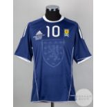 James Morrison blue and white No.10 Scotland short-sleeved shirt, 2011