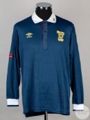 Blue and white No.3 Scotland international long-sleeved shirt, 1991-94