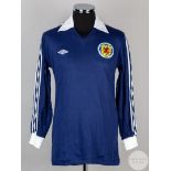 Blue official un-numbered Scotland long-sleeved shirt, 1980