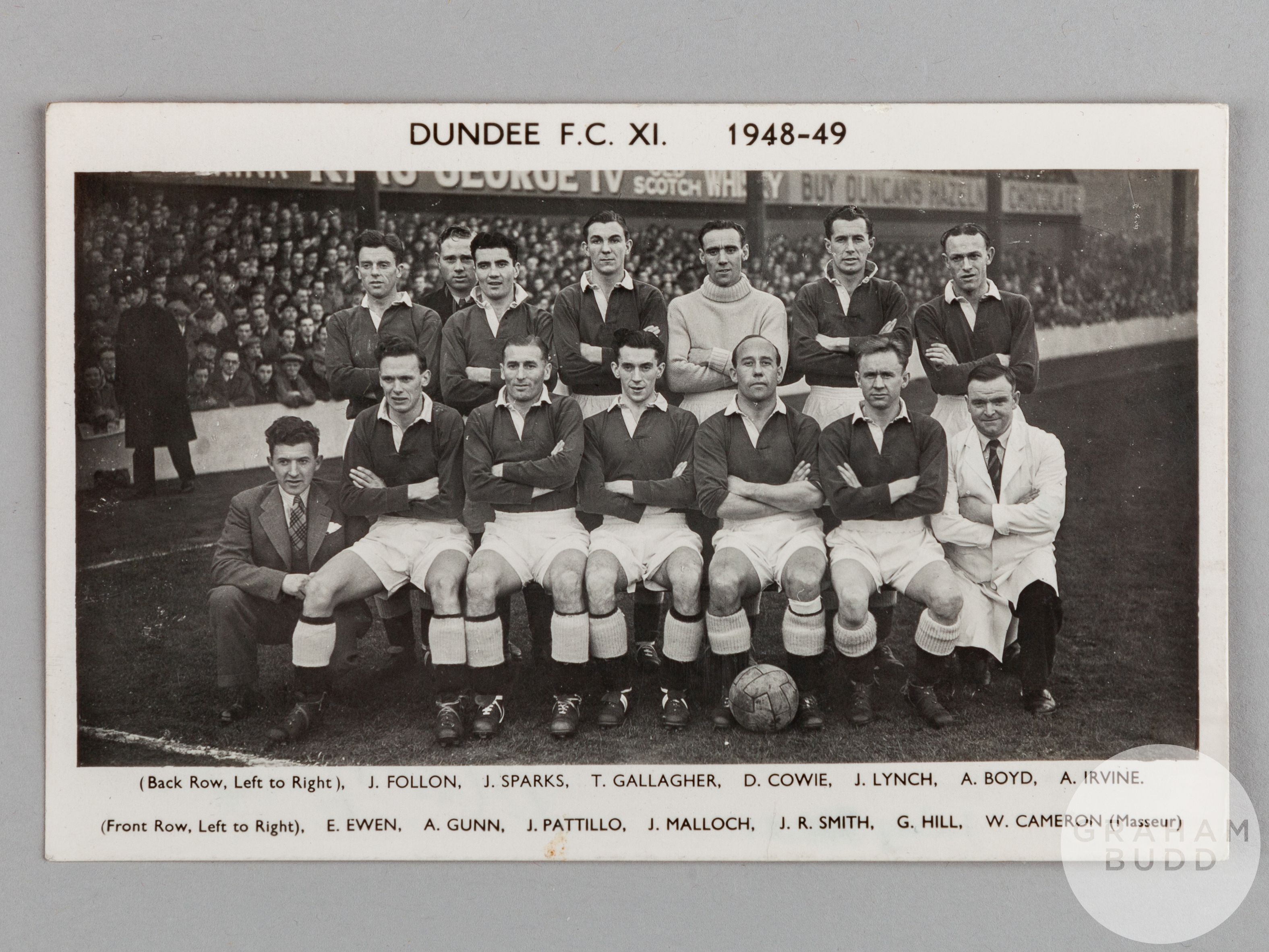 Dundee F.C. XI autographed black and white postcard, 1948-49 - Image 3 of 4